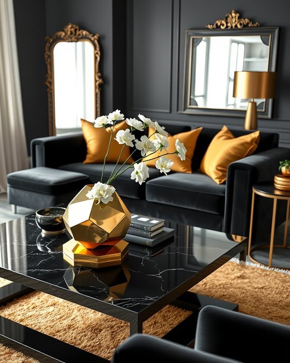 elegant black and gold decor