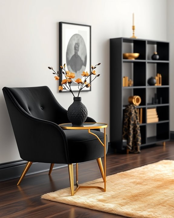 elegant black and gold decor