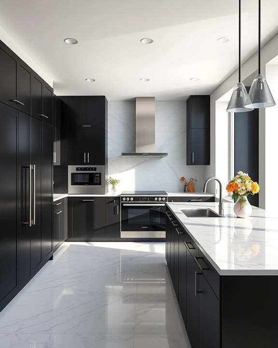 elegant black and marble