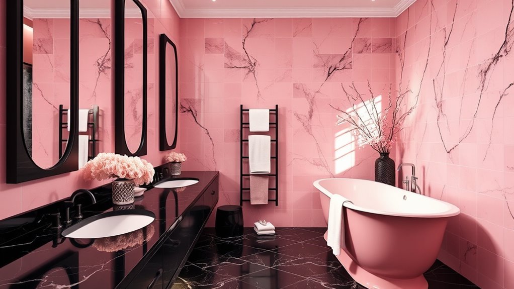 elegant black and pink bathrooms