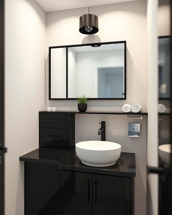 elegant black cabinets optimize space
