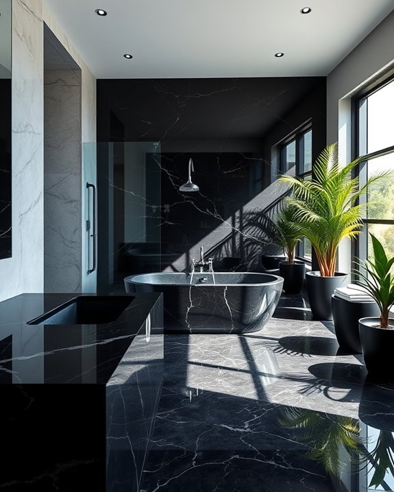 elegant black granite glass