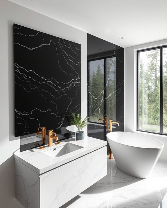 elegant black granite mirrors