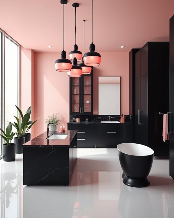 elegant black pink lighting