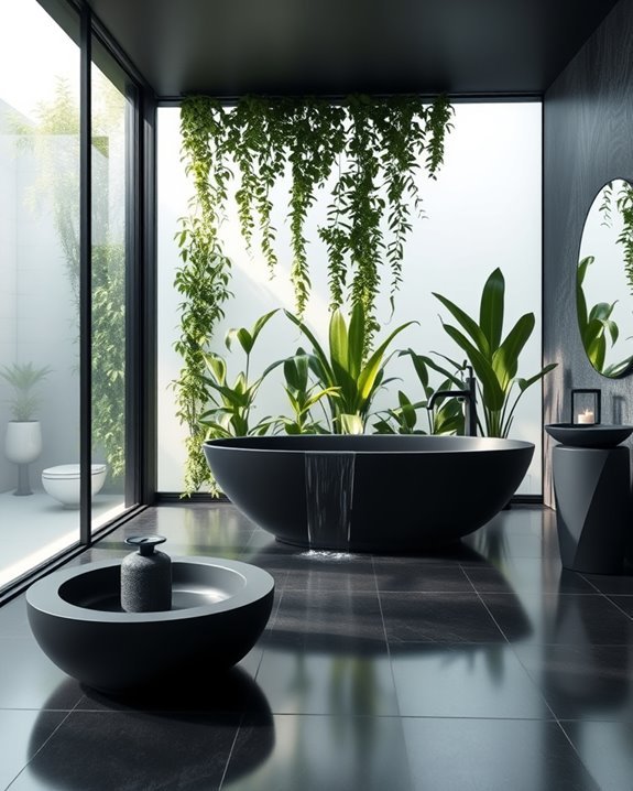 elegant black water features