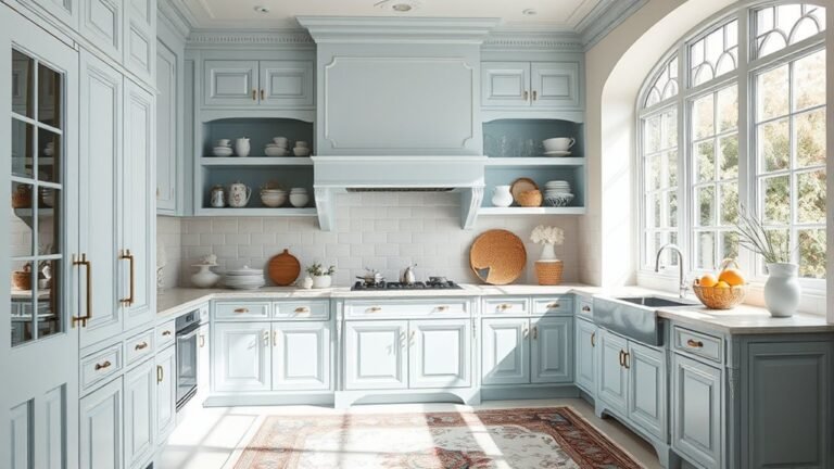 elegant blue and cream kitchens