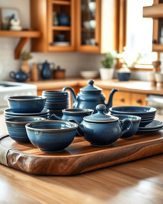 elegant blue and walnut
