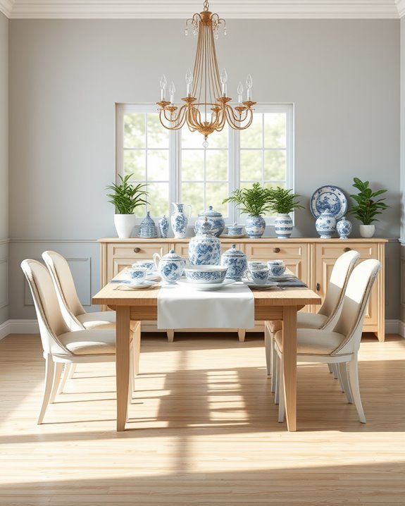 elegant blue and white decor