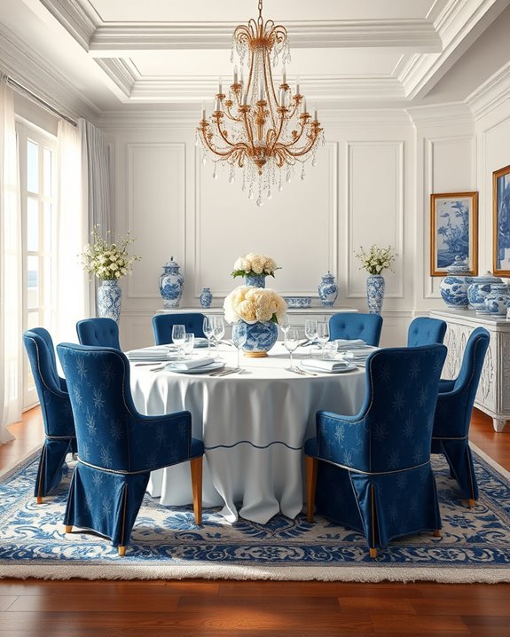 elegant blue and white fabrics