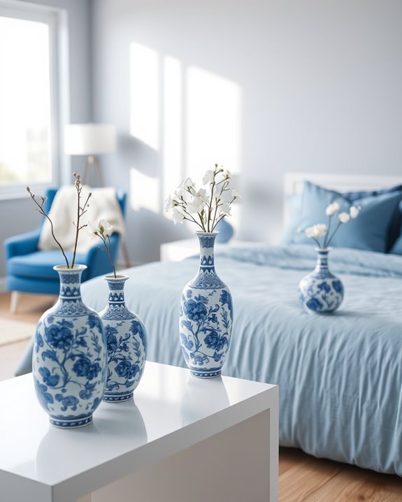 elegant blue porcelain vases
