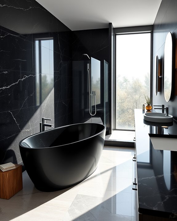 elegant contrast in bathrooms