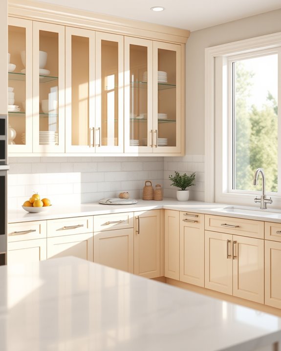 elegant cream glass cabinets