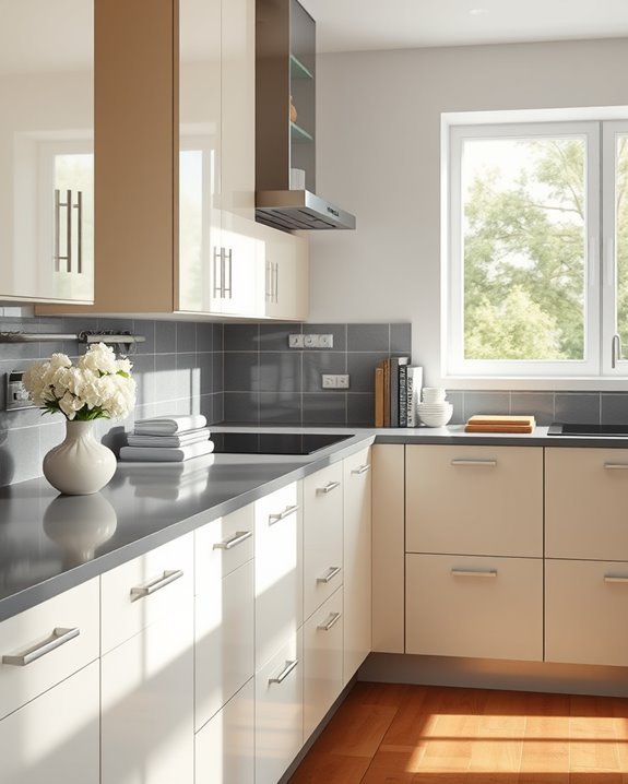 elegant cream grey kitchen design