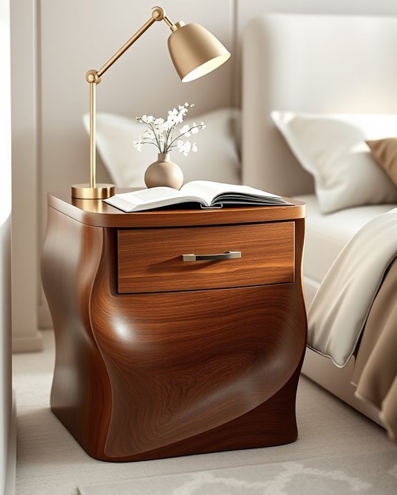 elegant curved nightstands enhance