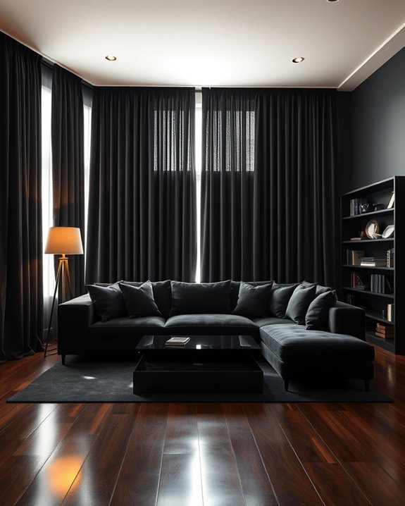elegant dark curtains enhance