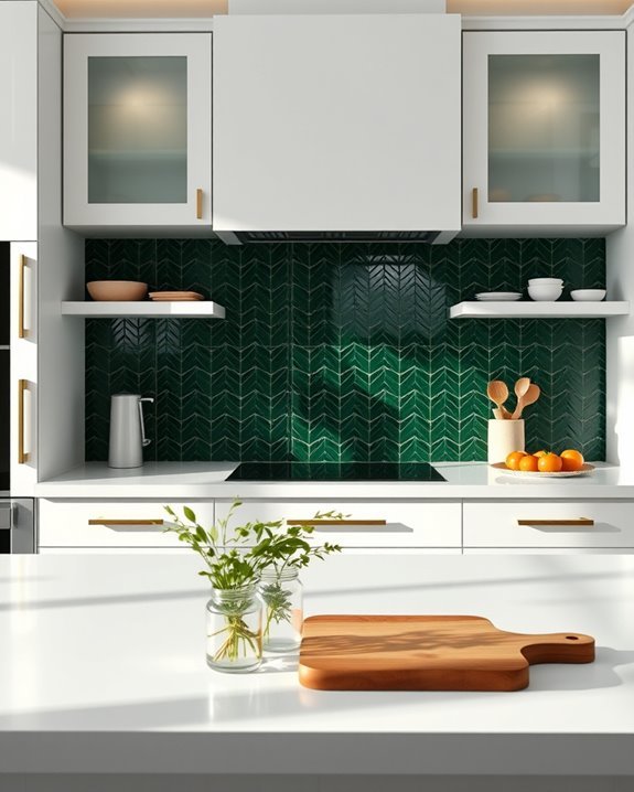 elegant dark green backsplashes