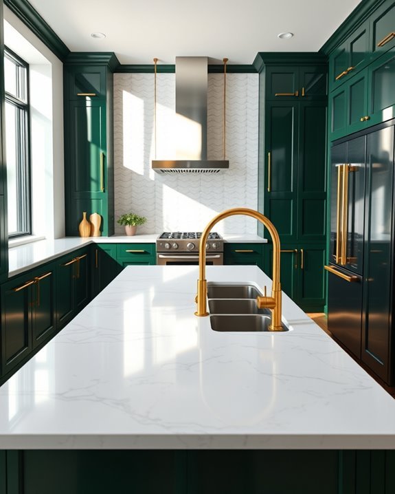 elegant dark green kitchen