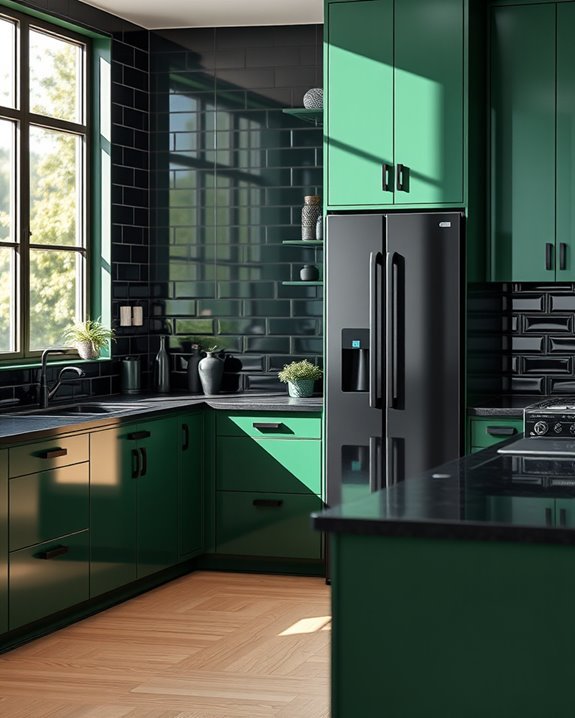 elegant dark green kitchen
