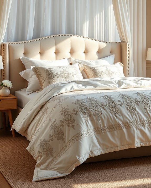 elegant embroidered bedding transformation