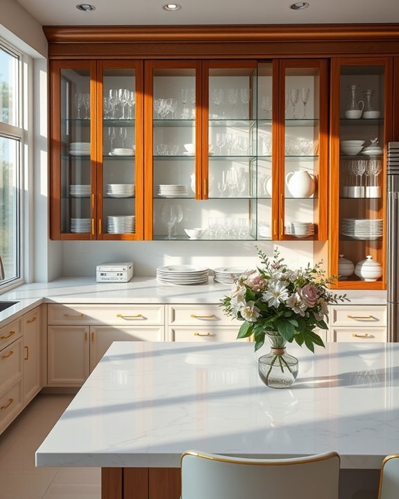 elegant glass front cabinets