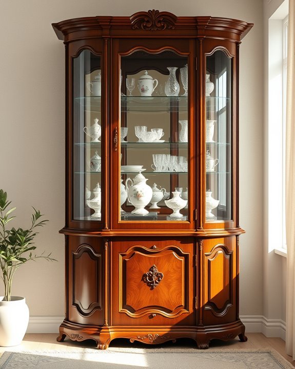 elegant glass showcase cabinet