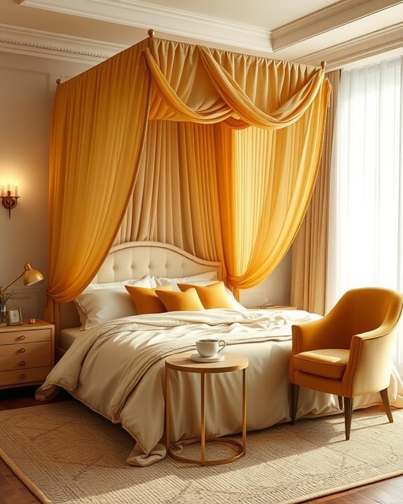elegant gold bed canopy