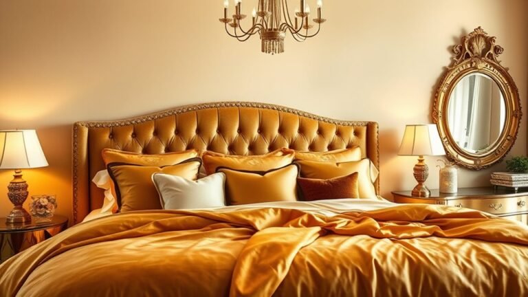 elegant gold bedroom aesthetics
