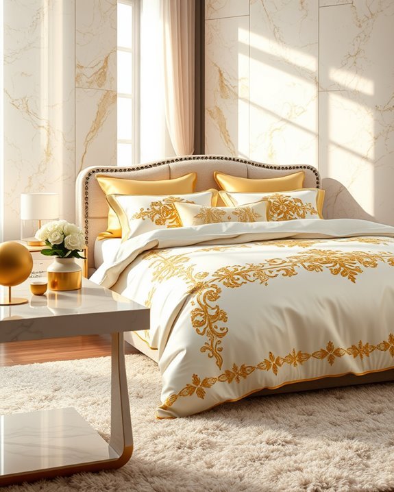 elegant gold marble bedding