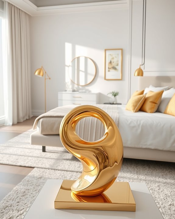 elegant gold sculptures enhance decor