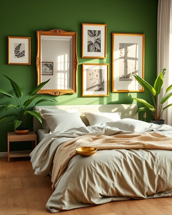 elegant green and gold accents
