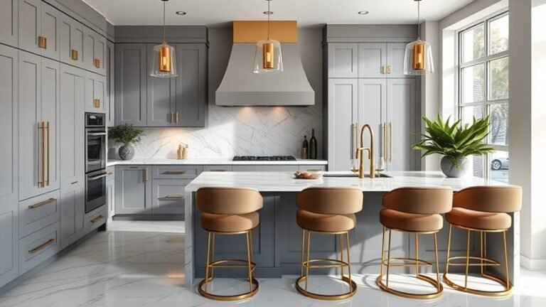 elegant grey and gold kitchens