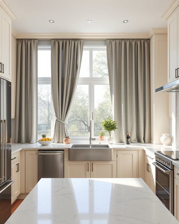 elegant grey kitchen curtains