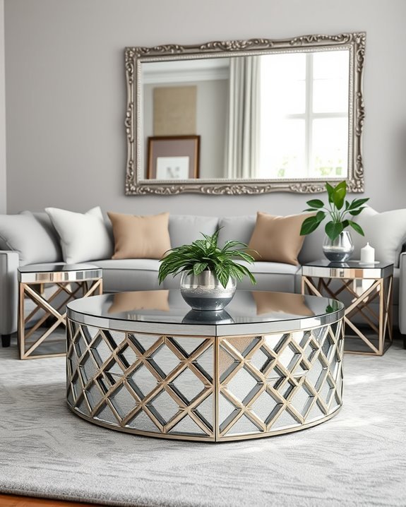 elegant mirrored furniture accents