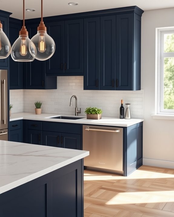 elegant navy blue cabinets