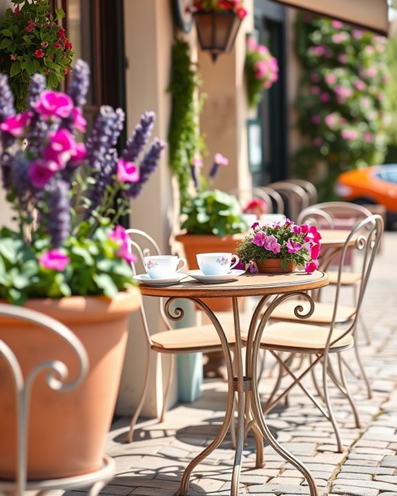 elegant outdoor cafe planters