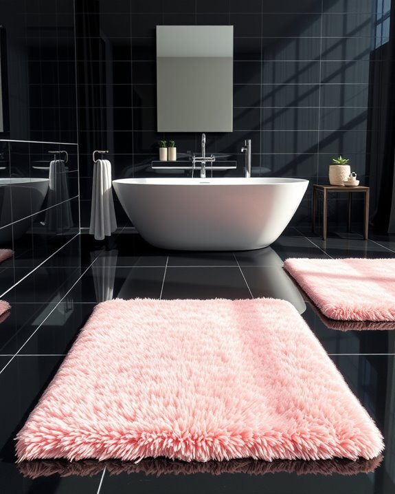 elegant pink bath mats