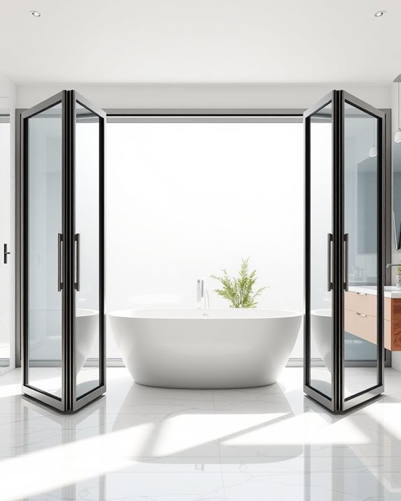 elegant space saving glass doors