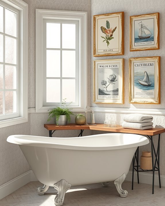 elegant vintage bathroom prints