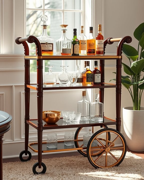 elegant wooden bar cart