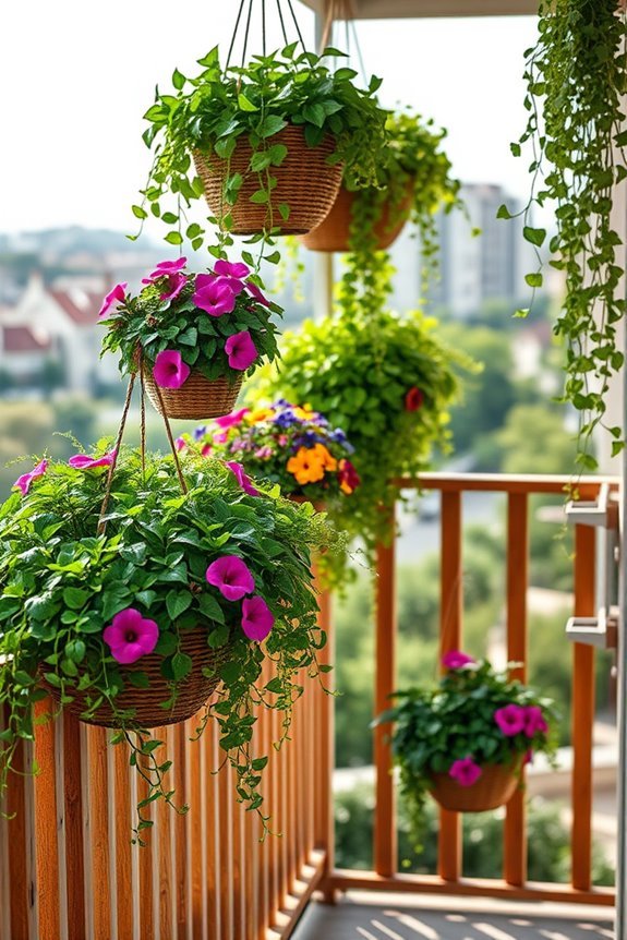 elevate balcony with hanging baskets