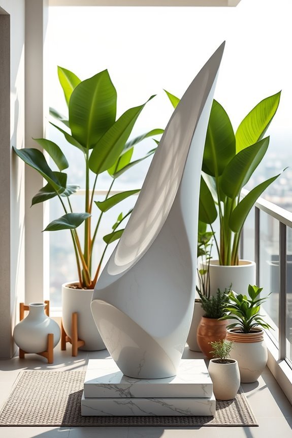 elevate balcony with sculptures