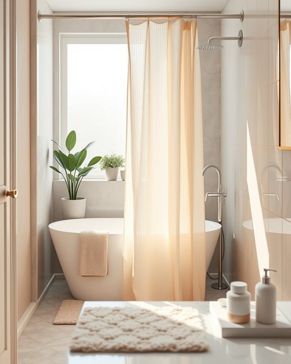 elevate bathroom aesthetics with curtains