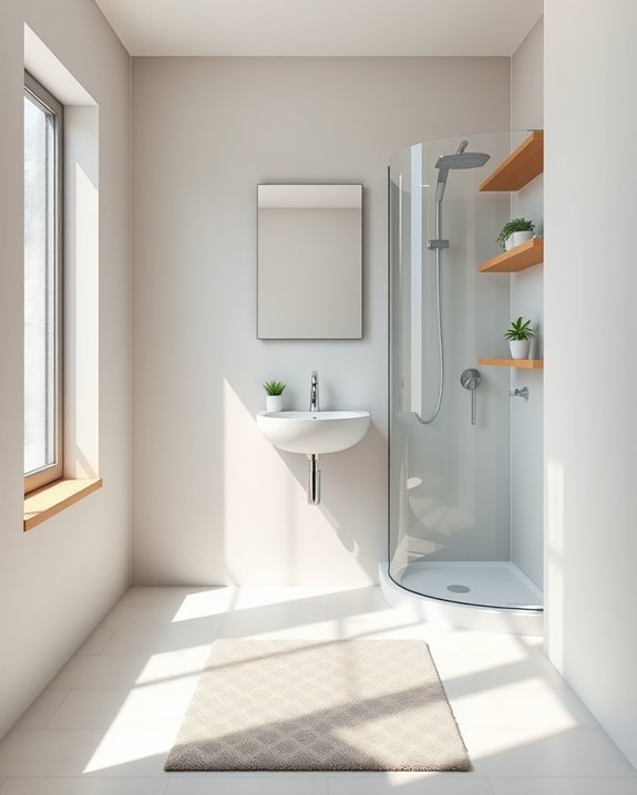 elevate bathroom with rug