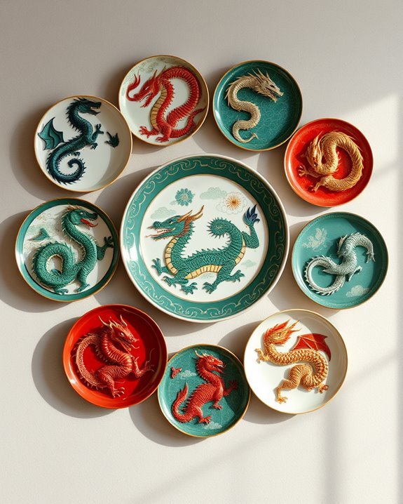 enchanting dragon themed wall plates