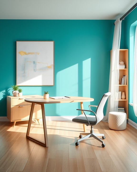 energizing bold teal workspace
