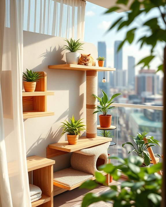 engaging balcony cat playground