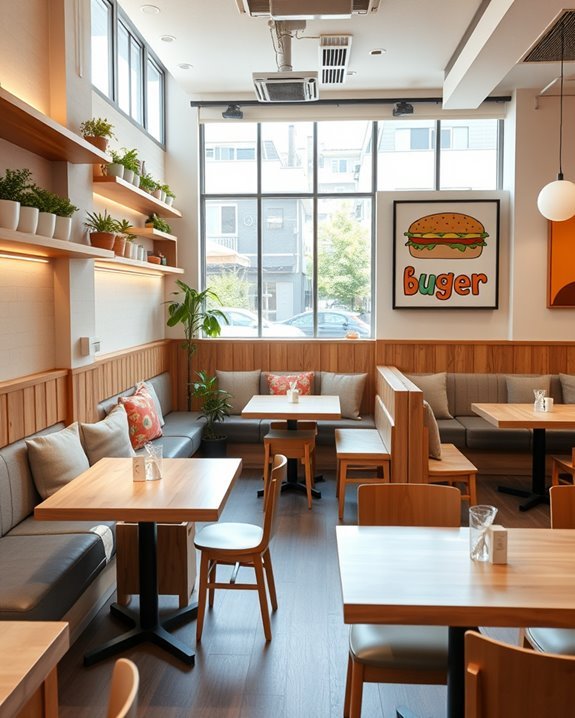 family friendly burger shop design