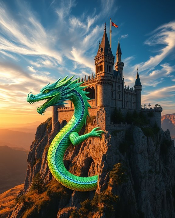 fantasy dragon castle art