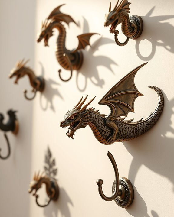 fantasy dragon wall hooks