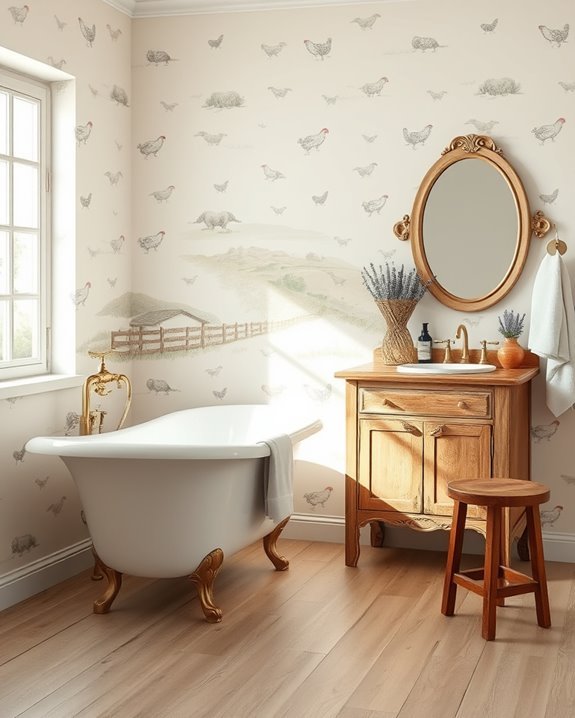 farmhouse bathroom wallpaper ideas